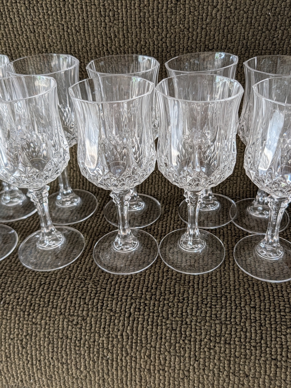 Crystal-Style Clear Wine Cordial Glass Set - Elegant Cut Pattern